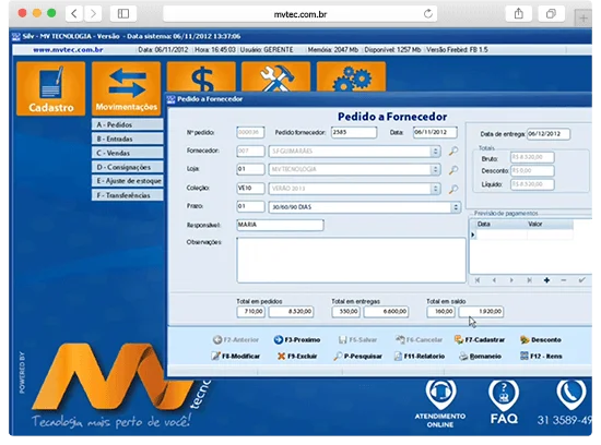 Módulo MVTEC - Pedidos